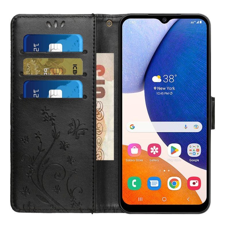 Kotelot Samsung Galaxy A14 / A14 5G Suojaketju Kuori Strappy Kukka