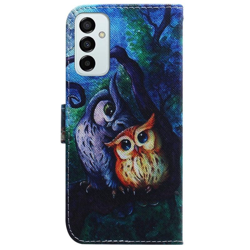 Kotelot Samsung Galaxy M13 Suojaketju Kuori Strappy Owls -maalaus