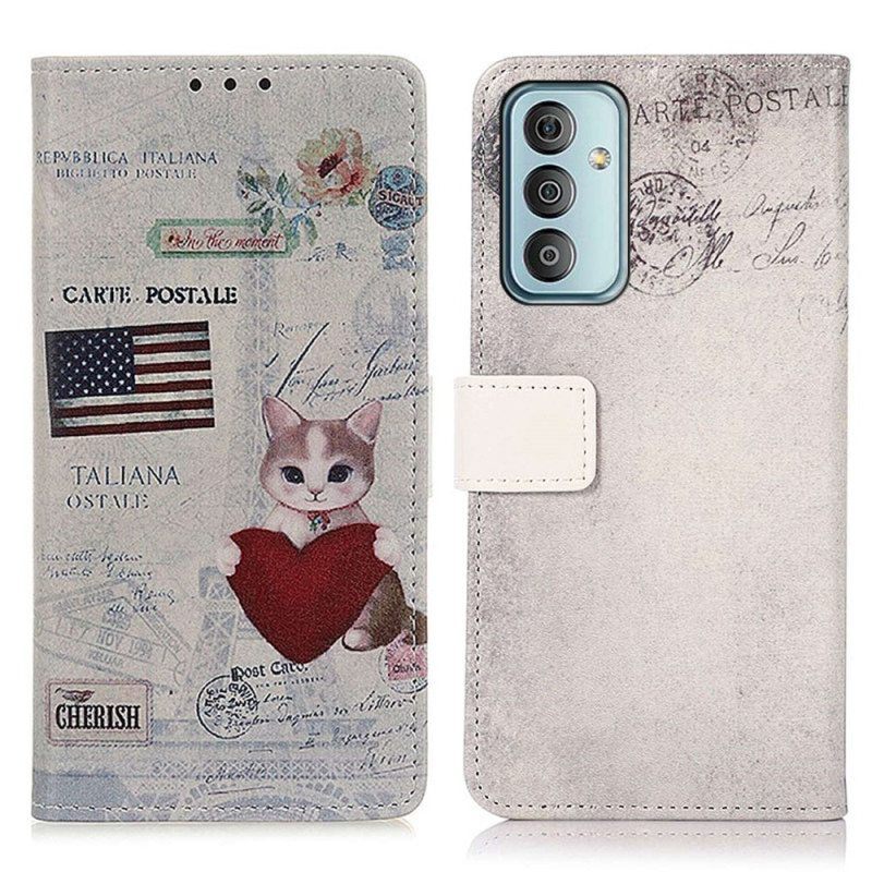 Kotelot Samsung Galaxy M13 Traveller Cat