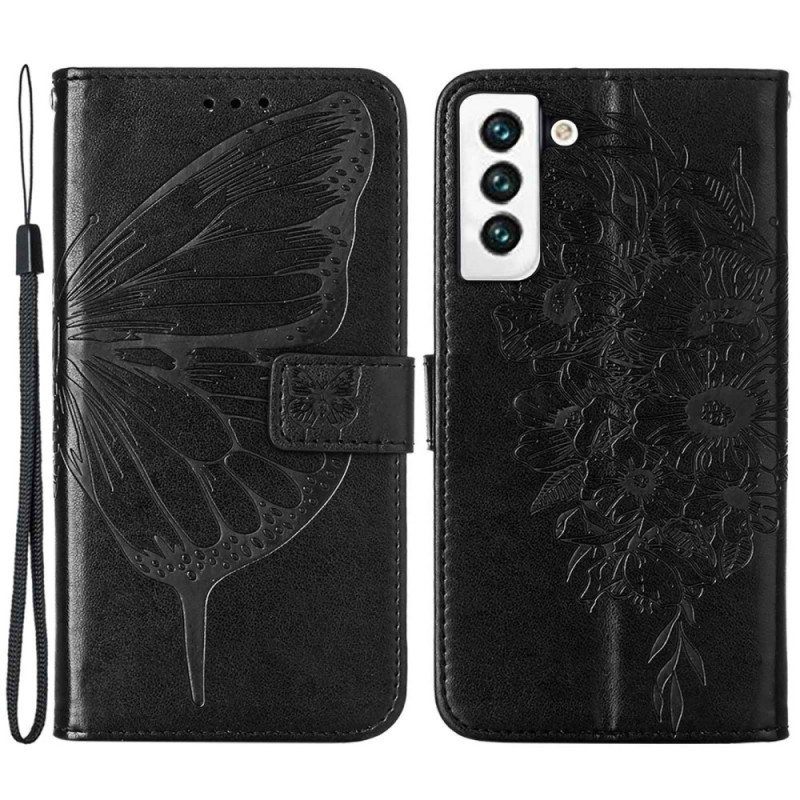 Kotelot Samsung Galaxy S23 5G Butterfly Design Kaulanauhalla