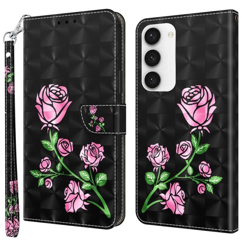 Kotelot Samsung Galaxy S23 5G Suojaketju Kuori Strappy Graphic Rose