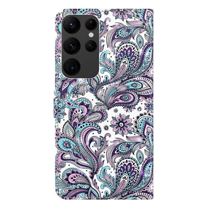 Kotelot Samsung Galaxy S23 Ultra 5G Suojaketju Kuori Strappy Paisley -kuvio