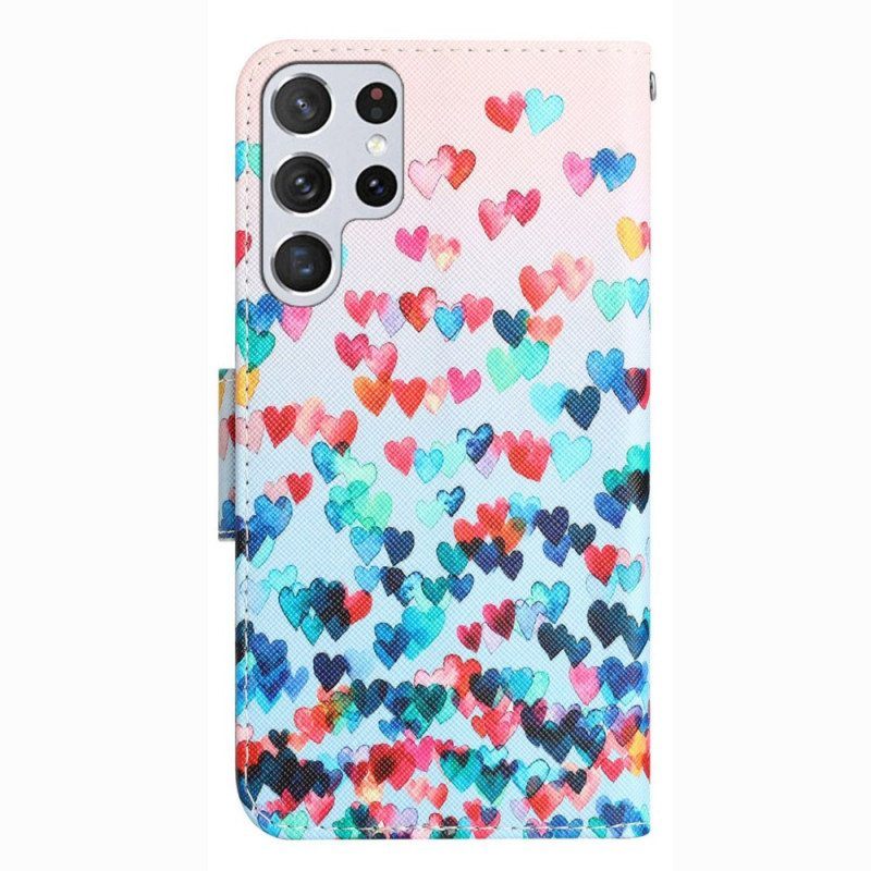 Kotelot Samsung Galaxy S23 Ultra 5G Suojaketju Kuori Vain Strappy Hearts