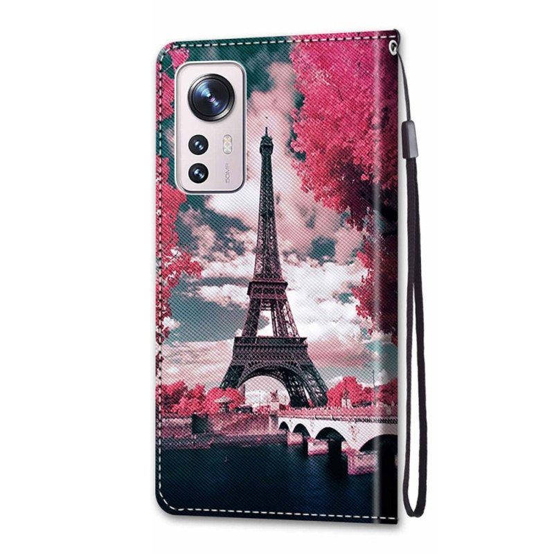 Kotelot Xiaomi 12 / 12X Suojaketju Kuori Eiffel-torni Hihnalla