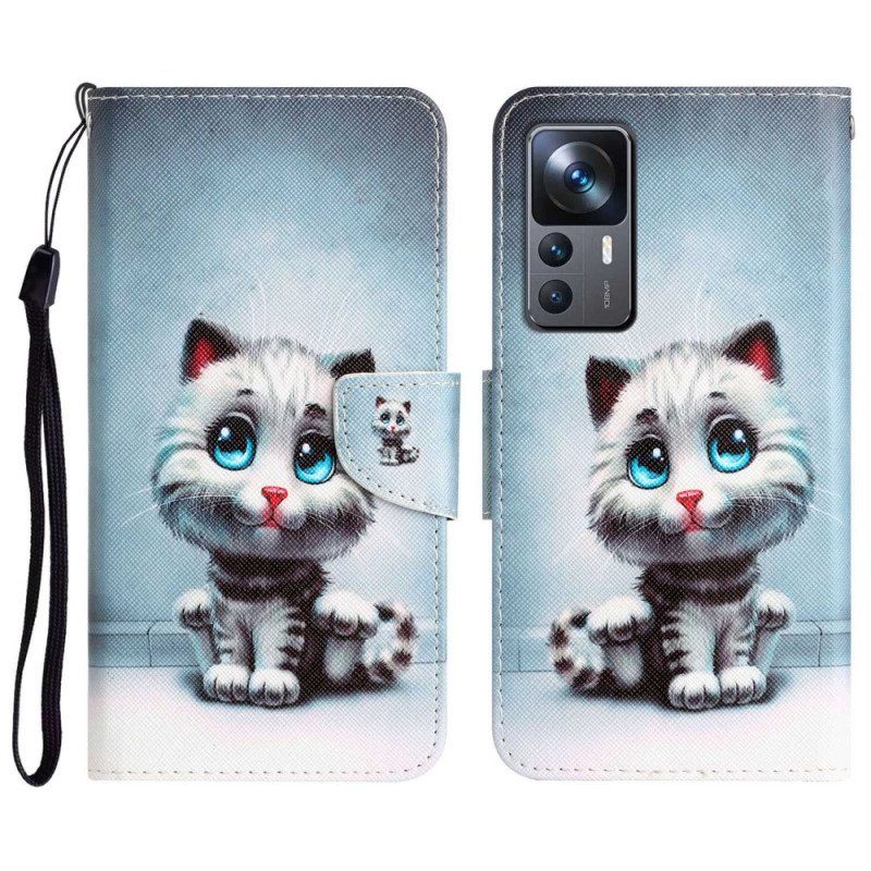 Kotelot Xiaomi 12T / 12T Pro Suojaketju Kuori Strappy Blue Eyed Cat