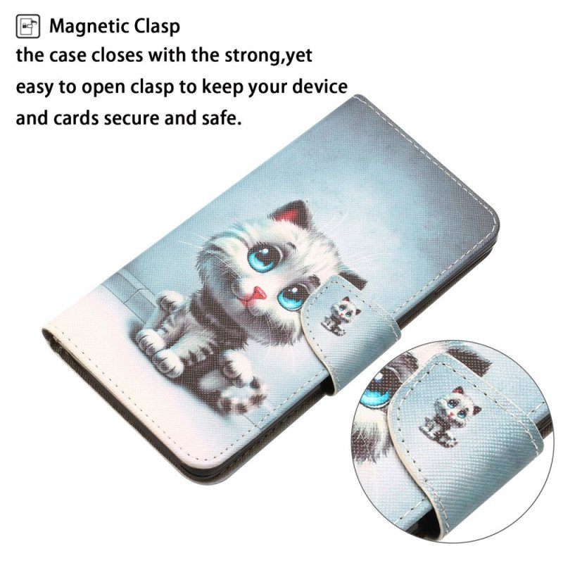 Kotelot Xiaomi 12T / 12T Pro Suojaketju Kuori Strappy Blue Eyed Cat