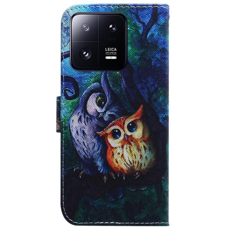 Kotelot Xiaomi 13 Pro Suojaketju Kuori Strappy Owls -maalaus