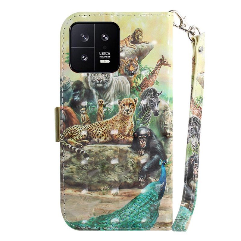 Kotelot Xiaomi 13 Suojaketju Kuori Safari Animals Strappy -pumppu