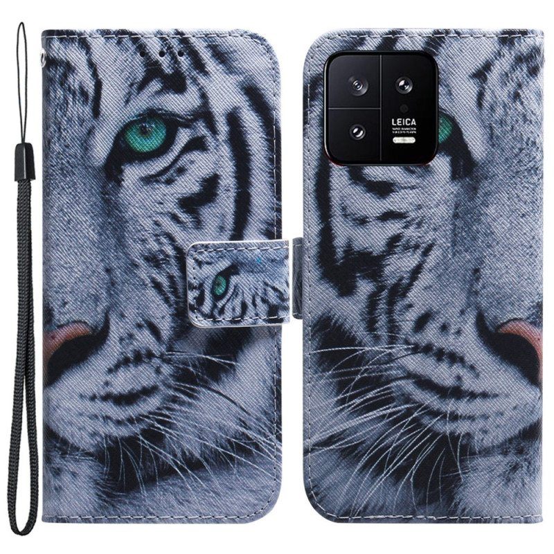 Kotelot Xiaomi 13 Suojaketju Kuori Strappy White Tiger