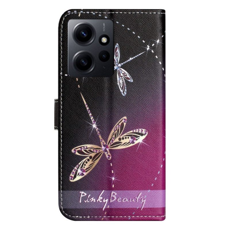 Kotelot Xiaomi Redmi Note 12 4G Suojaketju Kuori Strappy Dragonflies