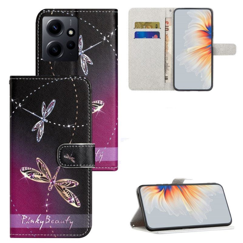 Kotelot Xiaomi Redmi Note 12 4G Suojaketju Kuori Strappy Dragonflies