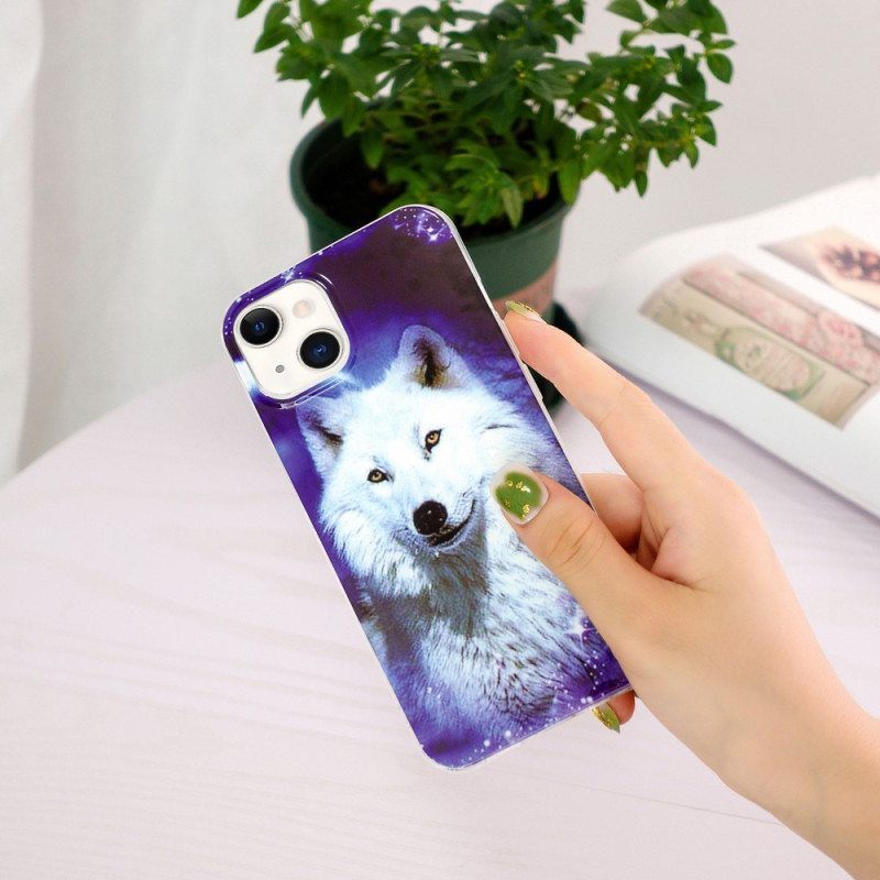 Kuori iPhone 15 Plus Fluoresoiva White Wolf