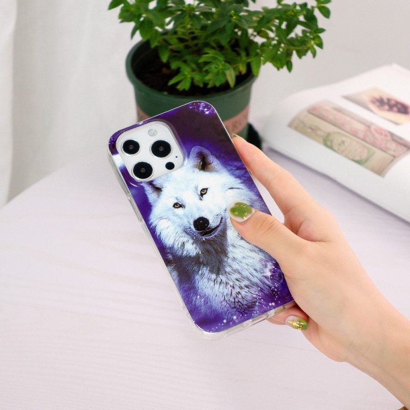 Kuori iPhone 15 Pro Fluoresoiva White Wolf