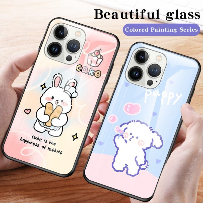 Kuori iPhone 15 Pro Happy Rabbit Tempered Glass