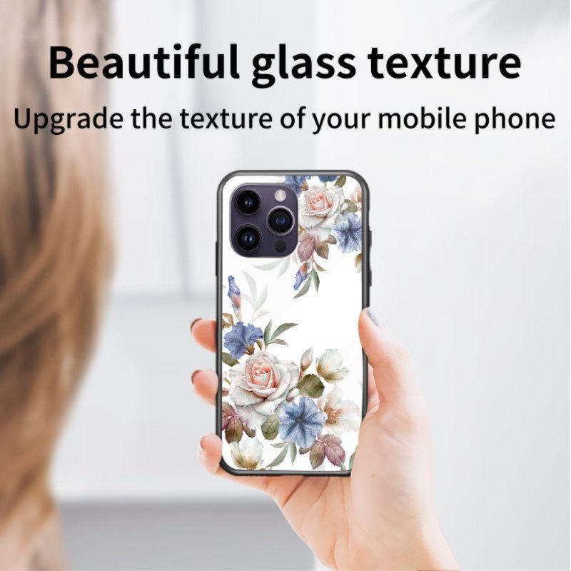 Kuori iPhone 15 Pro Max Kukkakarkaistu Lasi Tukirenkaalla