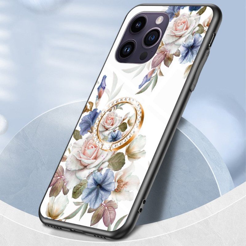 Kuori iPhone 15 Pro Max Kukkakarkaistu Lasi Tukirenkaalla