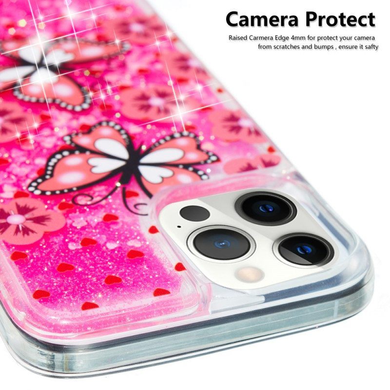 Kuori iPhone 15 Pro Perhoset Glitter