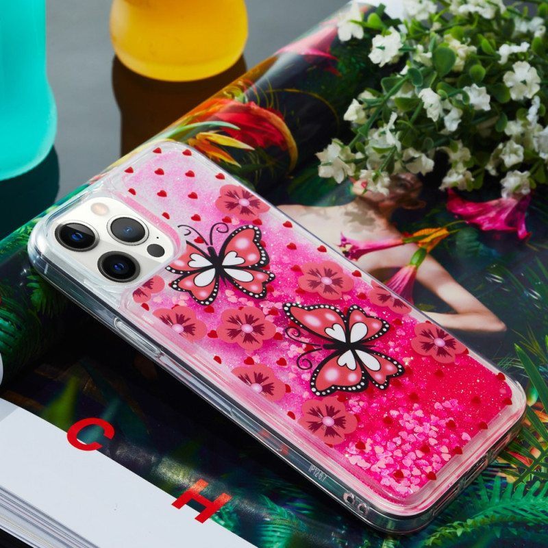 Kuori iPhone 15 Pro Perhoset Glitter