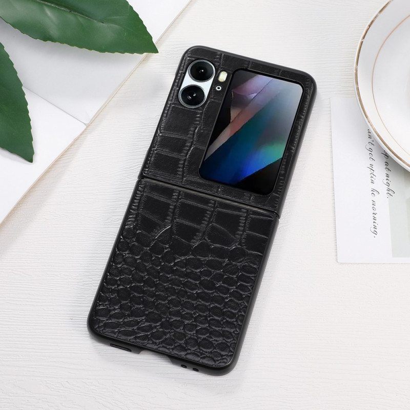 Kuori Oppo Find N2 Flip Kotelot Flip Aito Crocodile Skin Style -nahka