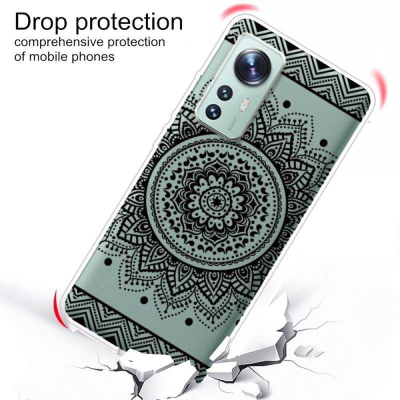 Kuori Xiaomi 12 Pro Silikoni Mandala Musta