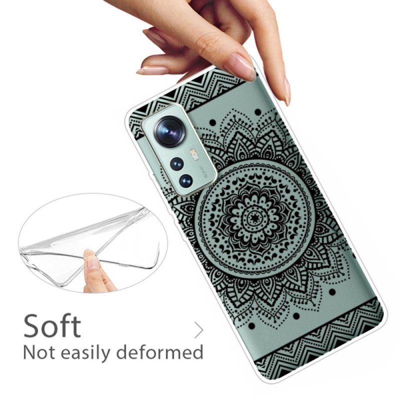 Kuori Xiaomi 12 Pro Silikoni Mandala Musta