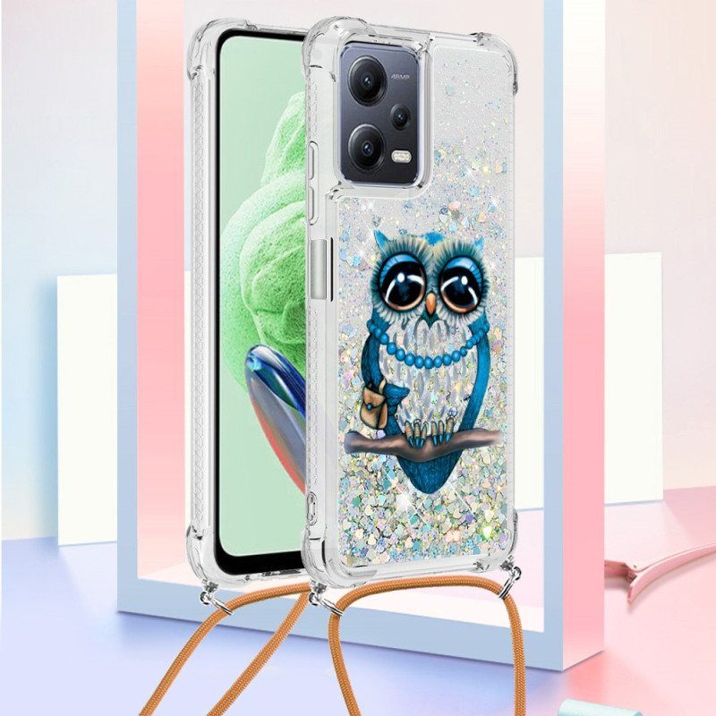 Kuori Xiaomi Redmi Note 12 5G Kiristysnyörillä Paljetti Kiristysnyöri Miss Owl