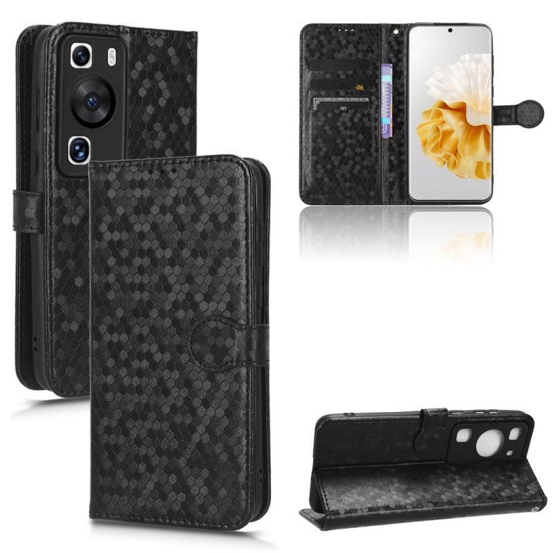 Nahkakotelo Huawei P60 Pro Suojaketju Kuori 3d-kuvio Hihnalla