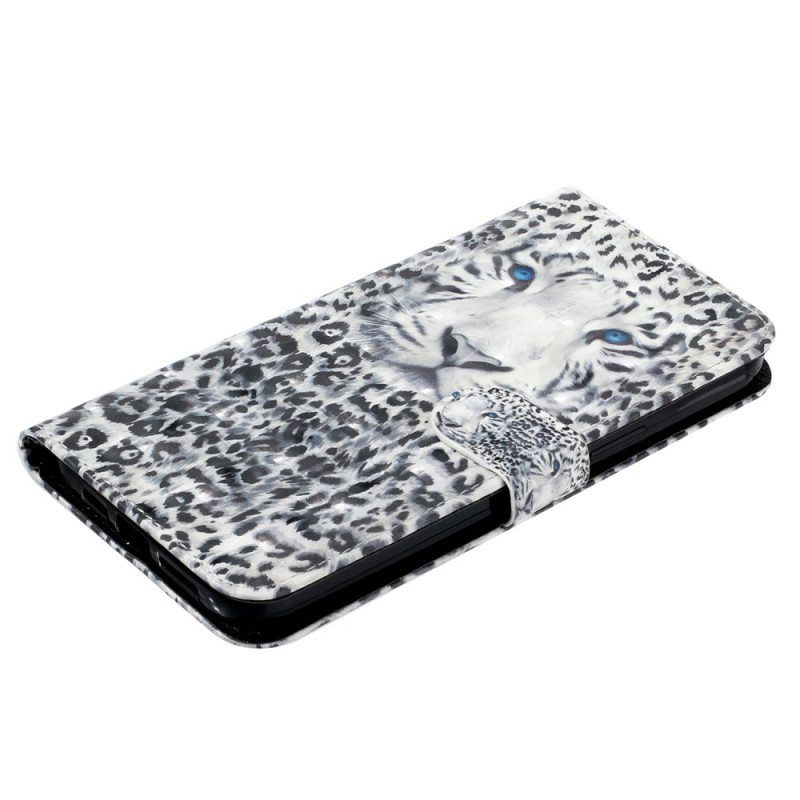 Nahkakotelo iPhone 15 Pro Max Suojaketju Kuori 3d Leopard Hihnalla