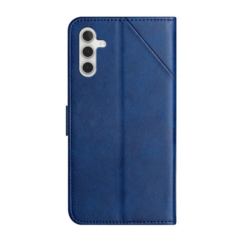 Nahkakotelo Samsung Galaxy A14 / A14 5G Suojaketju Kuori Strappy Geometric Leather Style