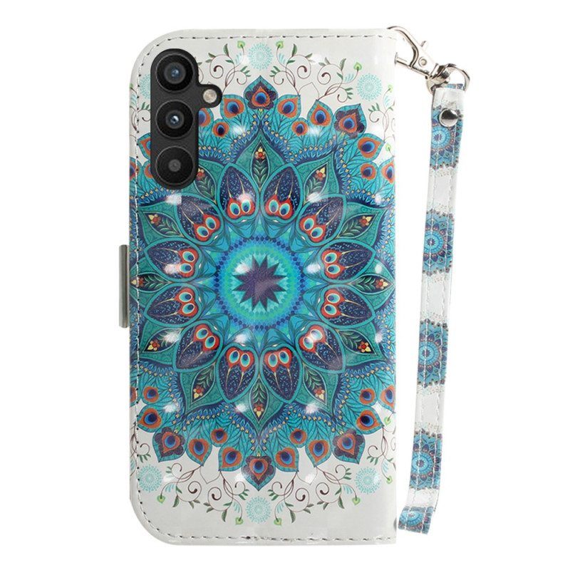 Nahkakotelo Samsung Galaxy A54 5G Suojaketju Kuori Strappy Mandala