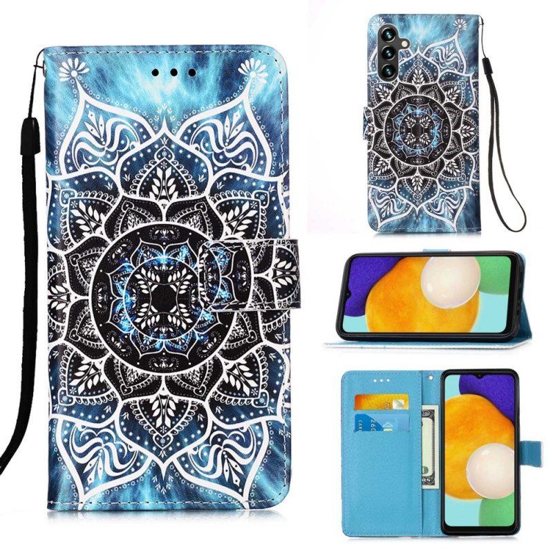 Nahkakotelo Samsung Galaxy A54 5G Suojaketju Kuori Strappy Mandala