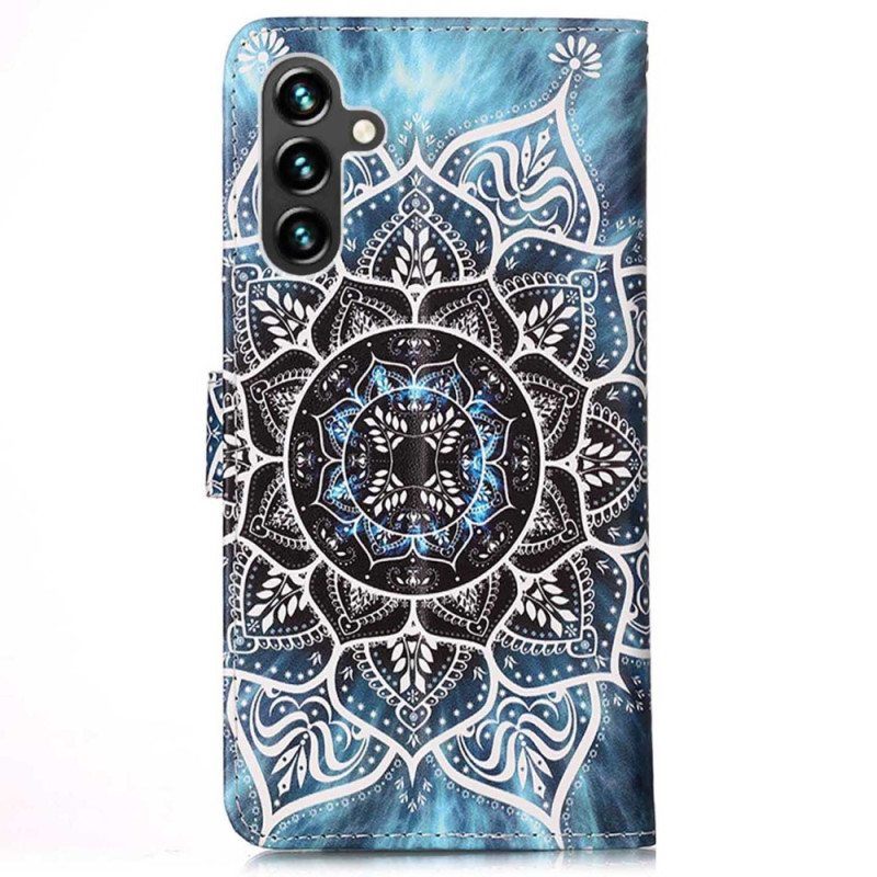 Nahkakotelo Samsung Galaxy A54 5G Suojaketju Kuori Strappy Mandala