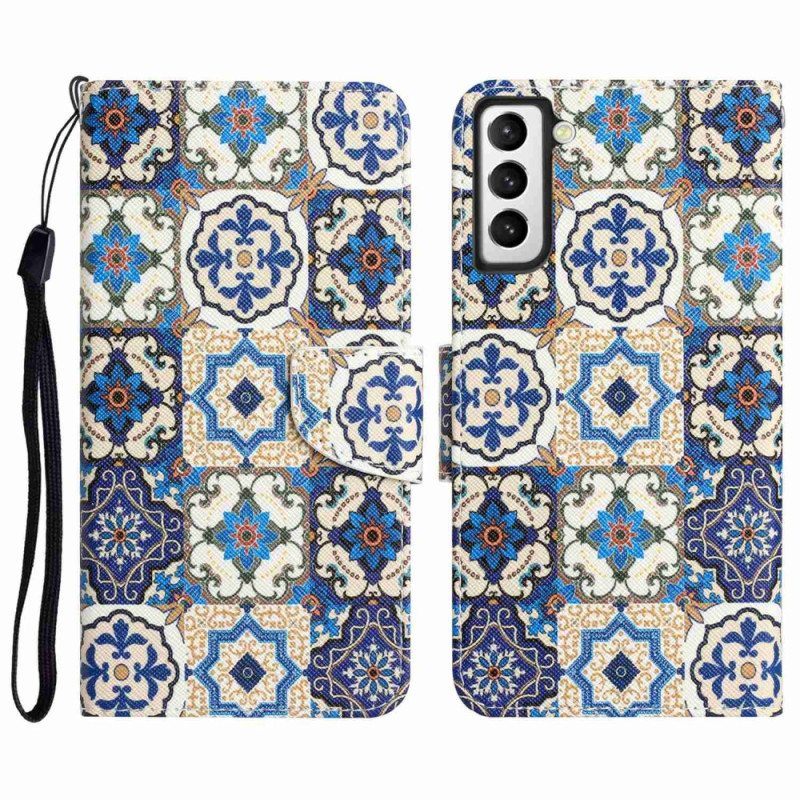 Nahkakotelo Samsung Galaxy S23 Plus 5G Suojaketju Kuori Strappy Patchwork