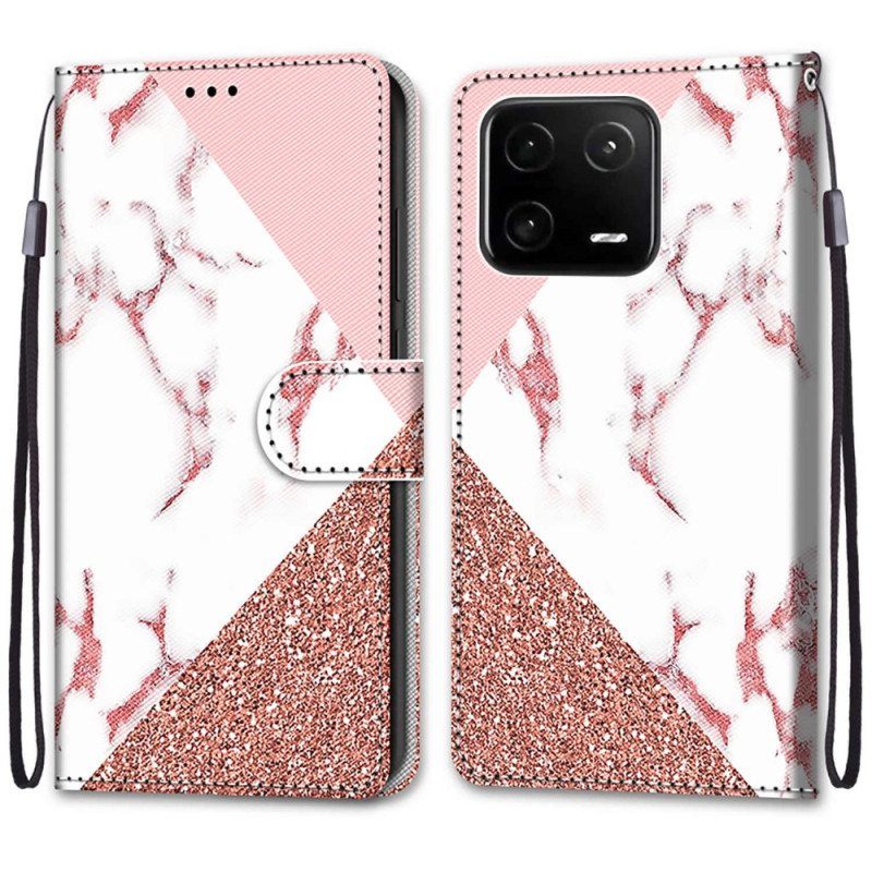 Nahkakotelo Xiaomi 13 Pro Marmori- Ja Glitter-kolmio