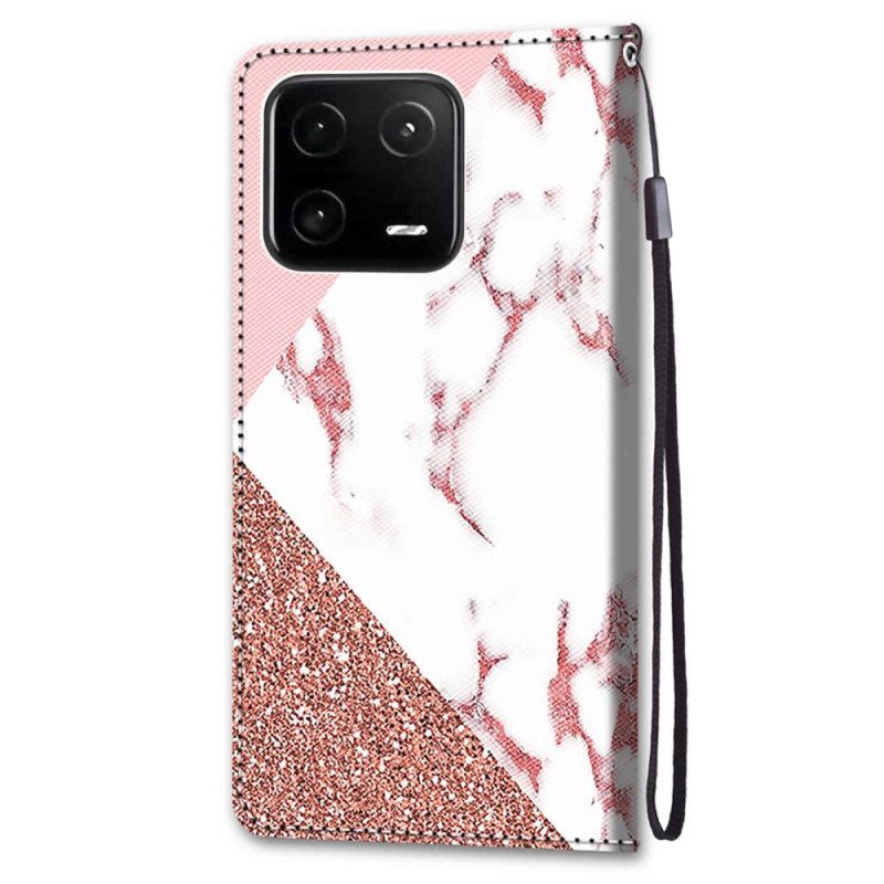 Nahkakotelo Xiaomi 13 Pro Marmori- Ja Glitter-kolmio