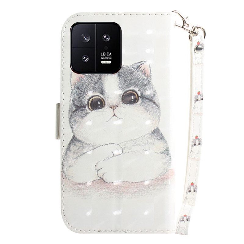 Nahkakotelo Xiaomi 13 Suojaketju Kuori Thong Graphic Cat