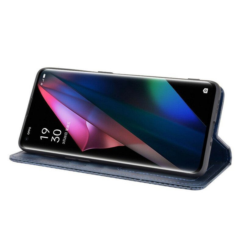 Puhelinkuoret Oppo Find X3 Pro Kotelot Flip Tyylitelty Vintage-nahkaefekti