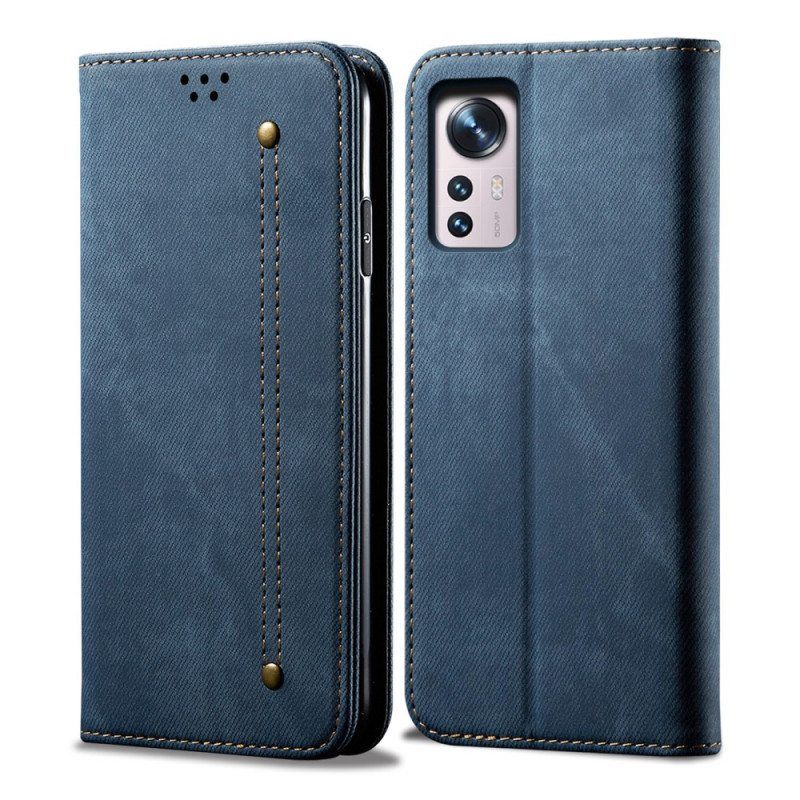 Puhelinkuoret Xiaomi 12 Pro Kotelot Flip Denim Kangas